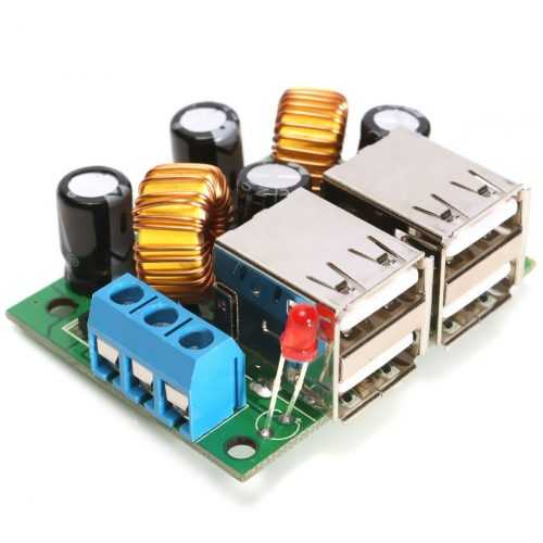 Step-down napájecí modul DC 12V 24V 40V na 5V 5A se 4 USB porty